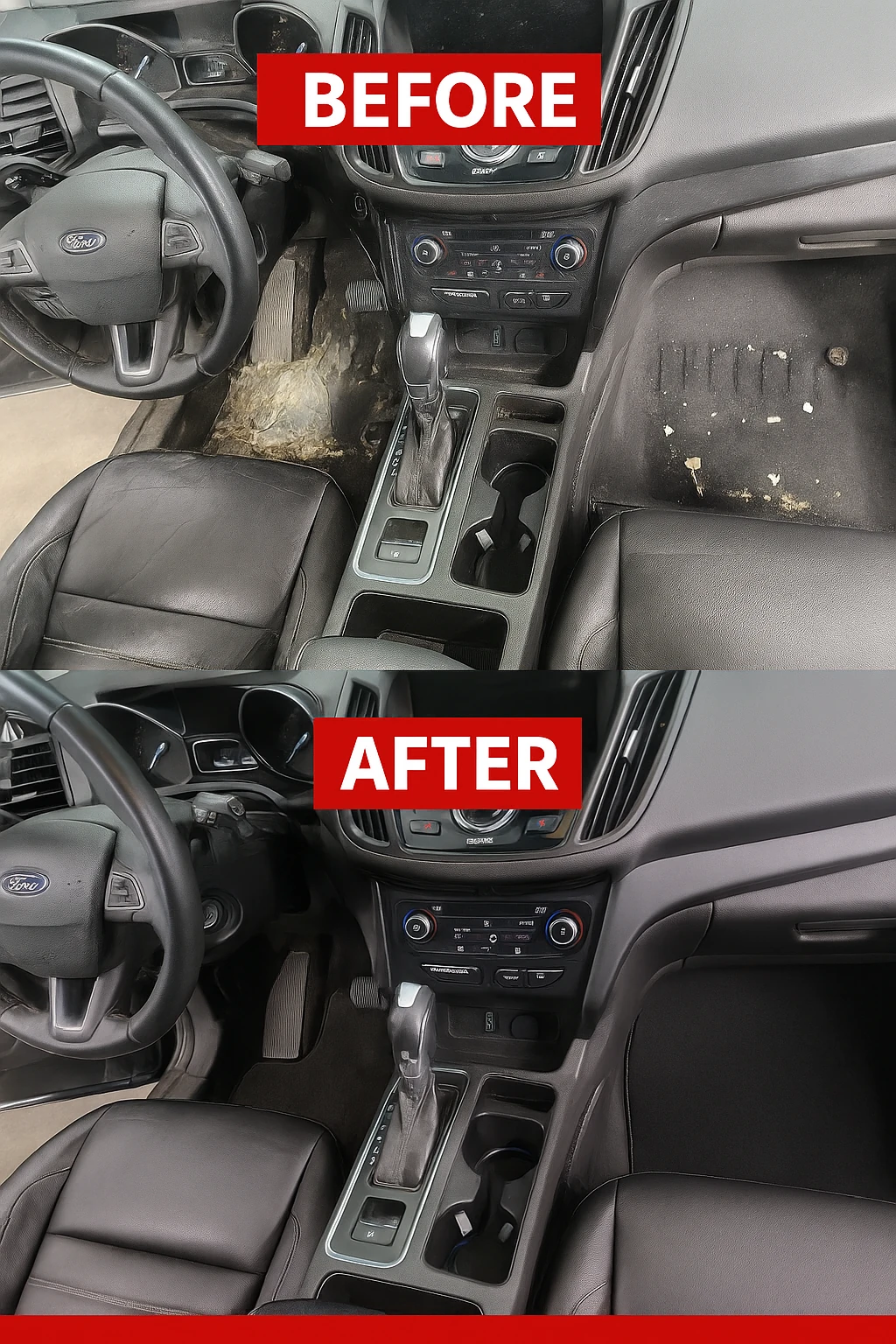 Ultimate interior and exterior car detailing before and after comparison 2025 showing dramatic clean and shine results